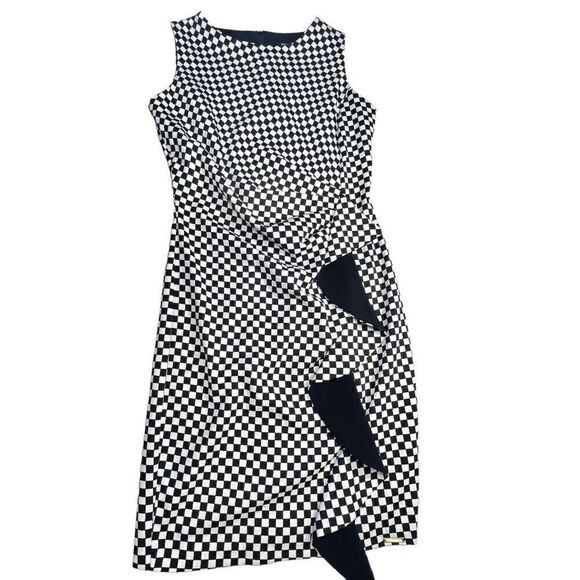 RINASCIMENTO Women’s Dress Checkered made in Italy Black White Sleeveless sz M - Picture 3 of 12